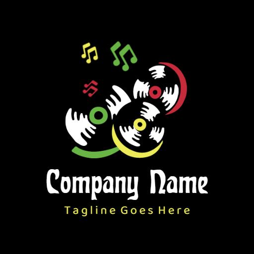 Dynamic Vinyl Records Celebrating Vibrant Reggae Culture Logo Template