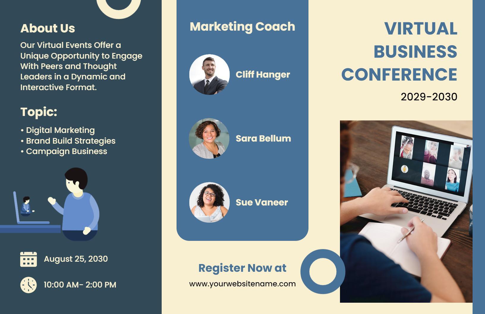 Dynamic Virtual Business Conference Marketing Brochure Template