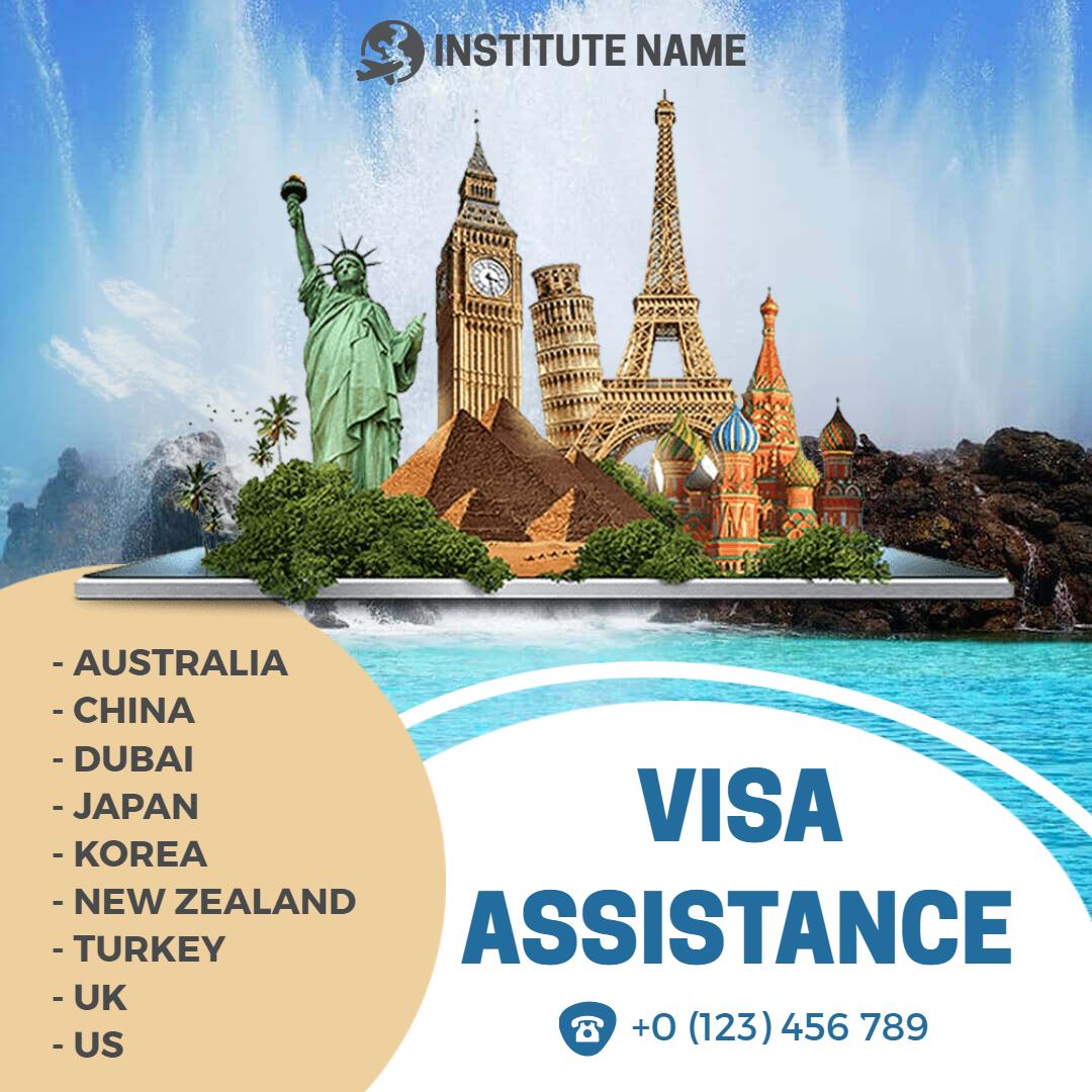 Dynamic Visa Assistance for Global Travel Destinations Ad Template