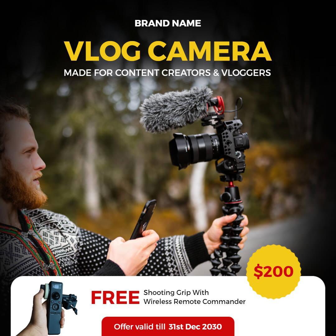 Dynamic Vlog Camera Promotion for Content Creators Ad Template
