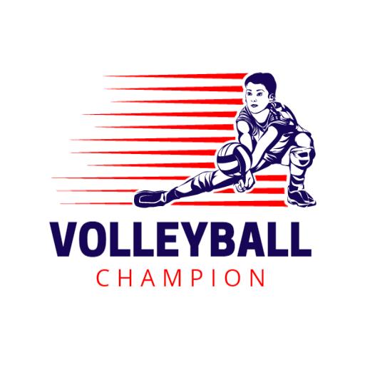 Dynamic Volleyball Champion Athlete in Action Logo Template
