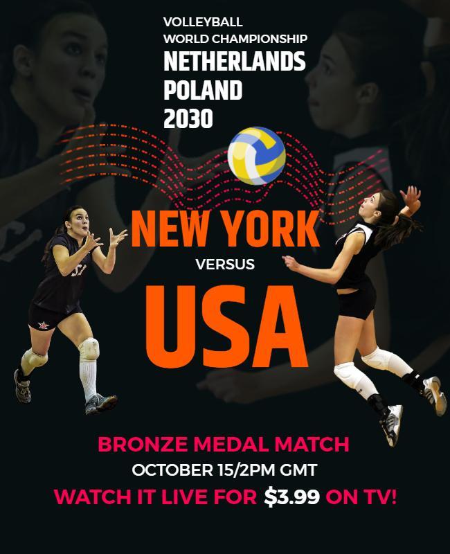 Dynamic Volleyball Championship Match Poster Template