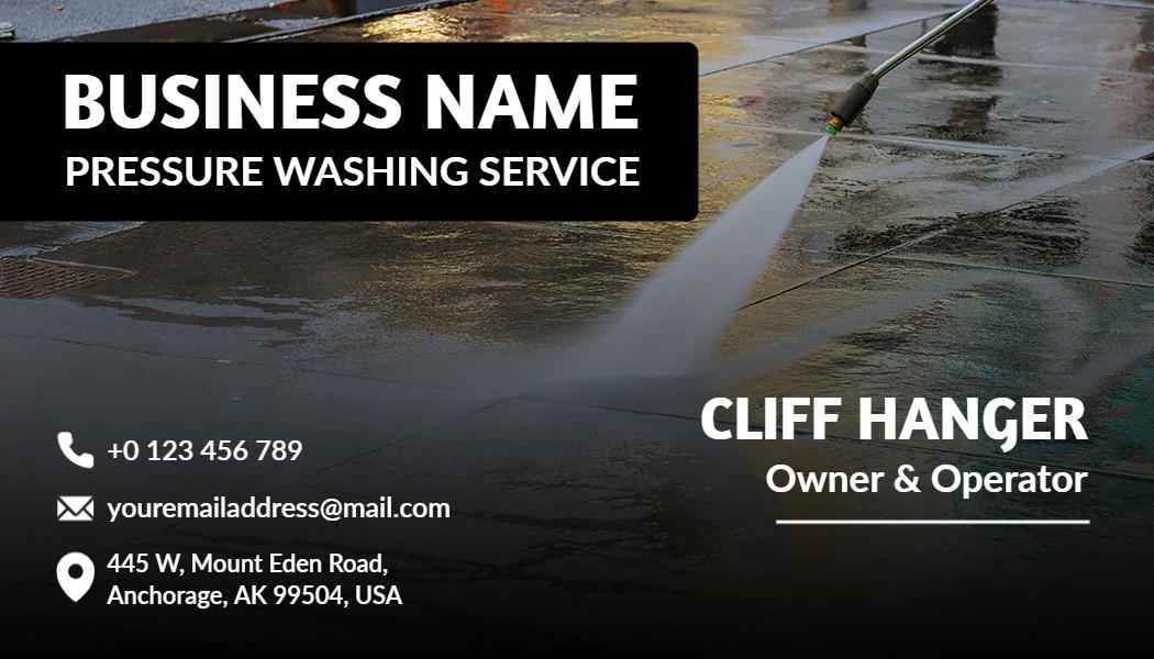 Dynamic Water Splash Design for Pressure Washing Business Card Template