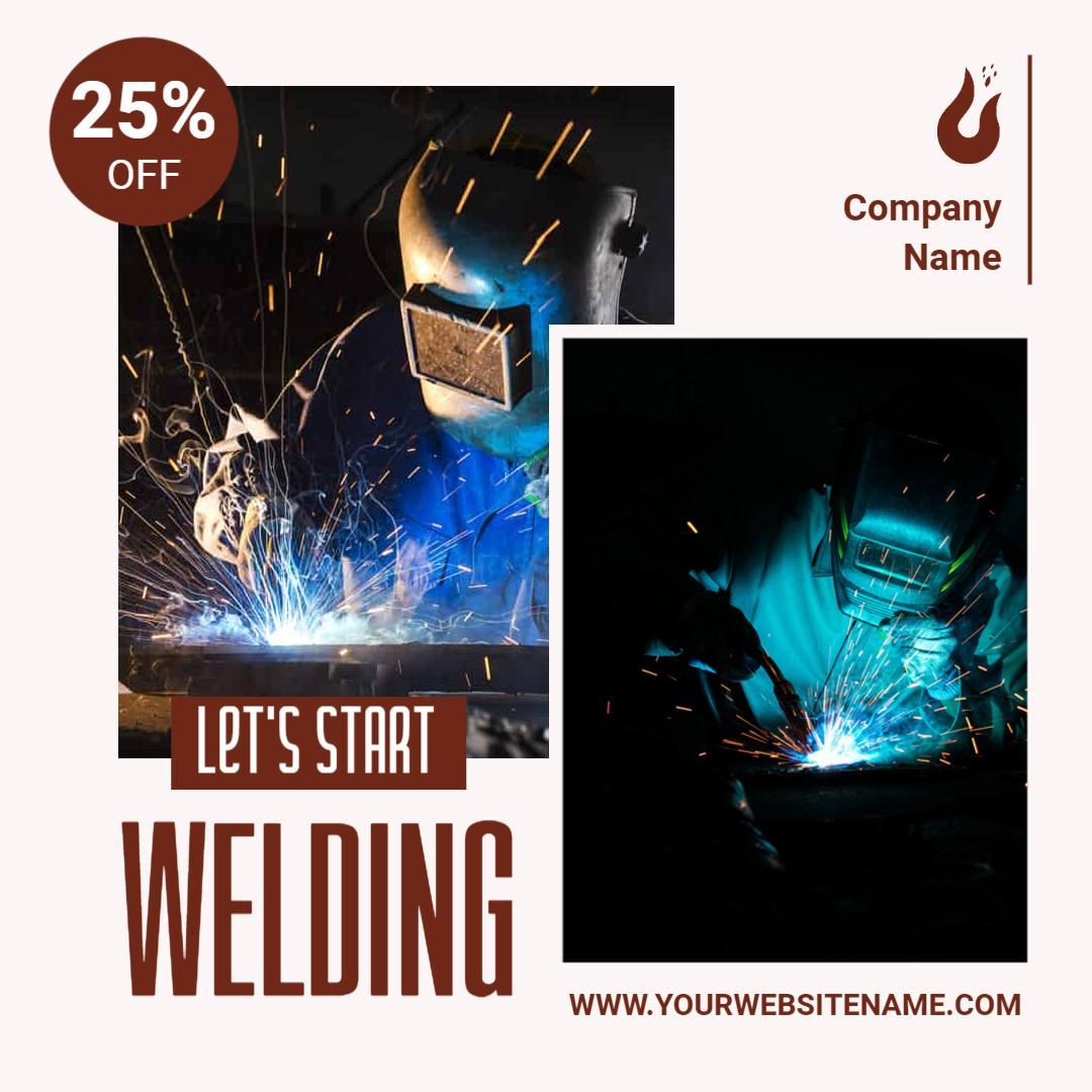 Dynamic Welding Promotions with 25% Off Offer Ad Template