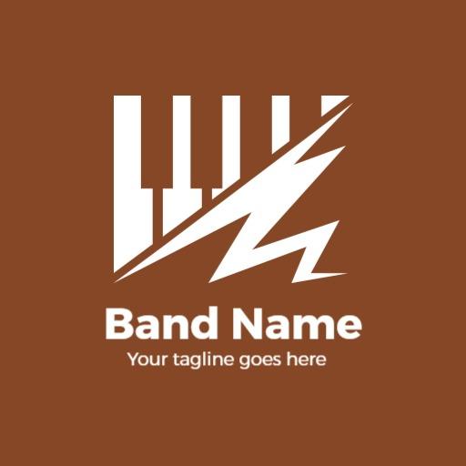 Dynamic White and Brown Music Band Logo Design Logo Template