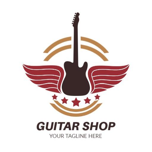 Dynamic Winged Guitar Design Celebrating Musical Passion Logo Template