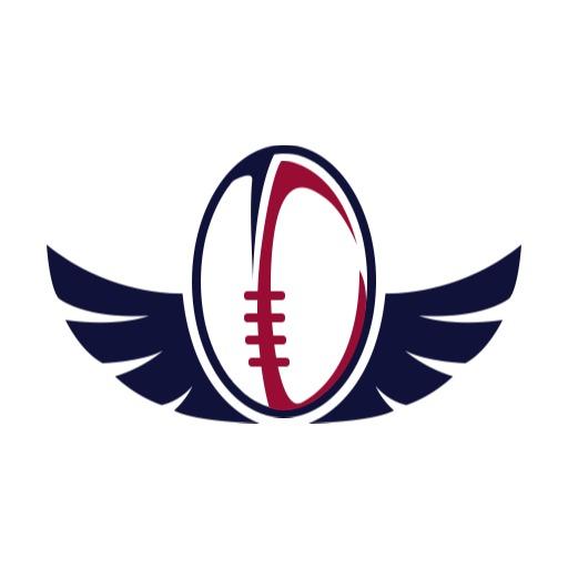 Dynamic Winged Rugby Ball Design Emphasizing Team Spirit Logo Template