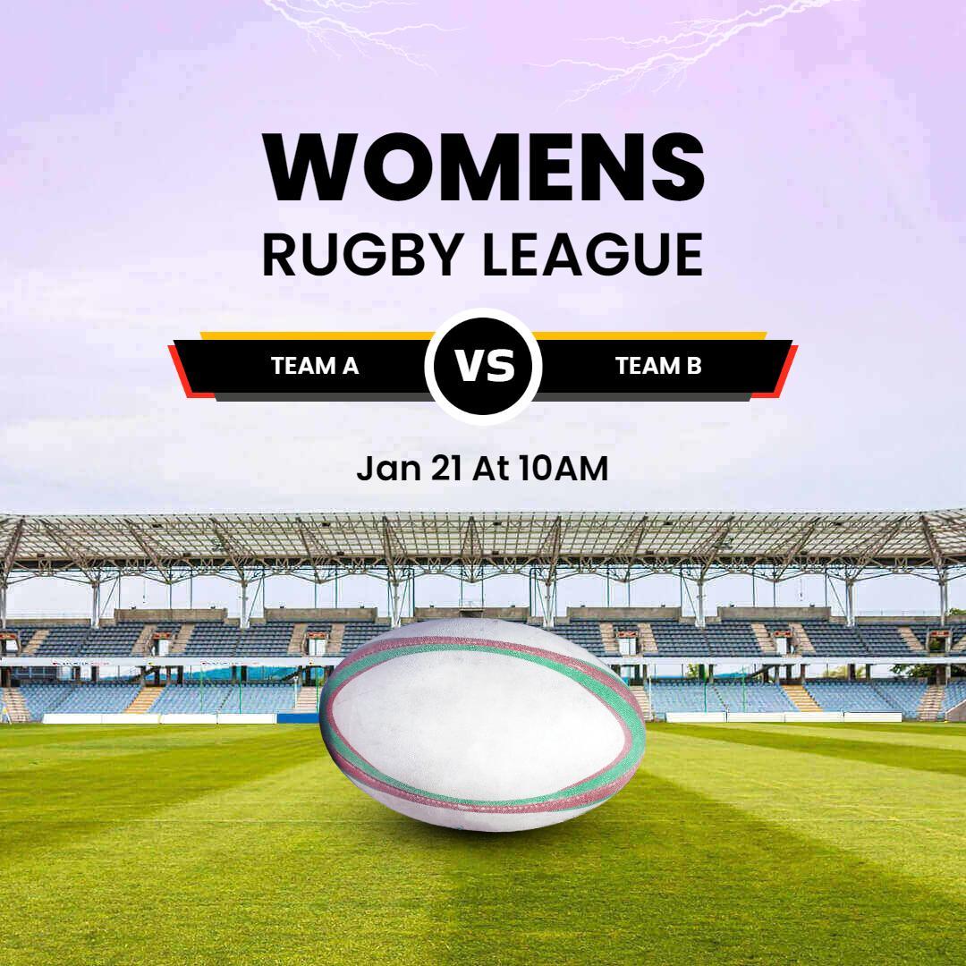 Dynamic Women's Rugby League Match Promotion Ad Template
