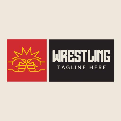 Dynamic Wrestling Action Featuring Bold Colors and Design Logo Template