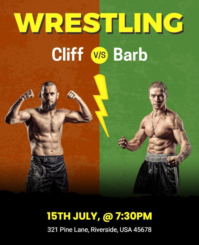 Dynamic Wrestling Match Showdown between Cliff and Barb Poster Template