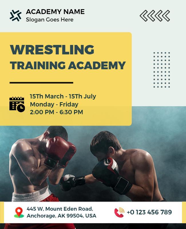 Dynamic Wrestling Training Academy Schedule Poster Template
