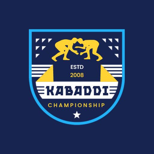 Dynamic Yellow and Blue Kabaddi Championship Logo Template
