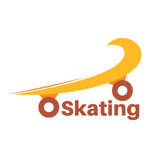 Dynamic Yellow and Brown Skateboard Design for Skating Logo Template