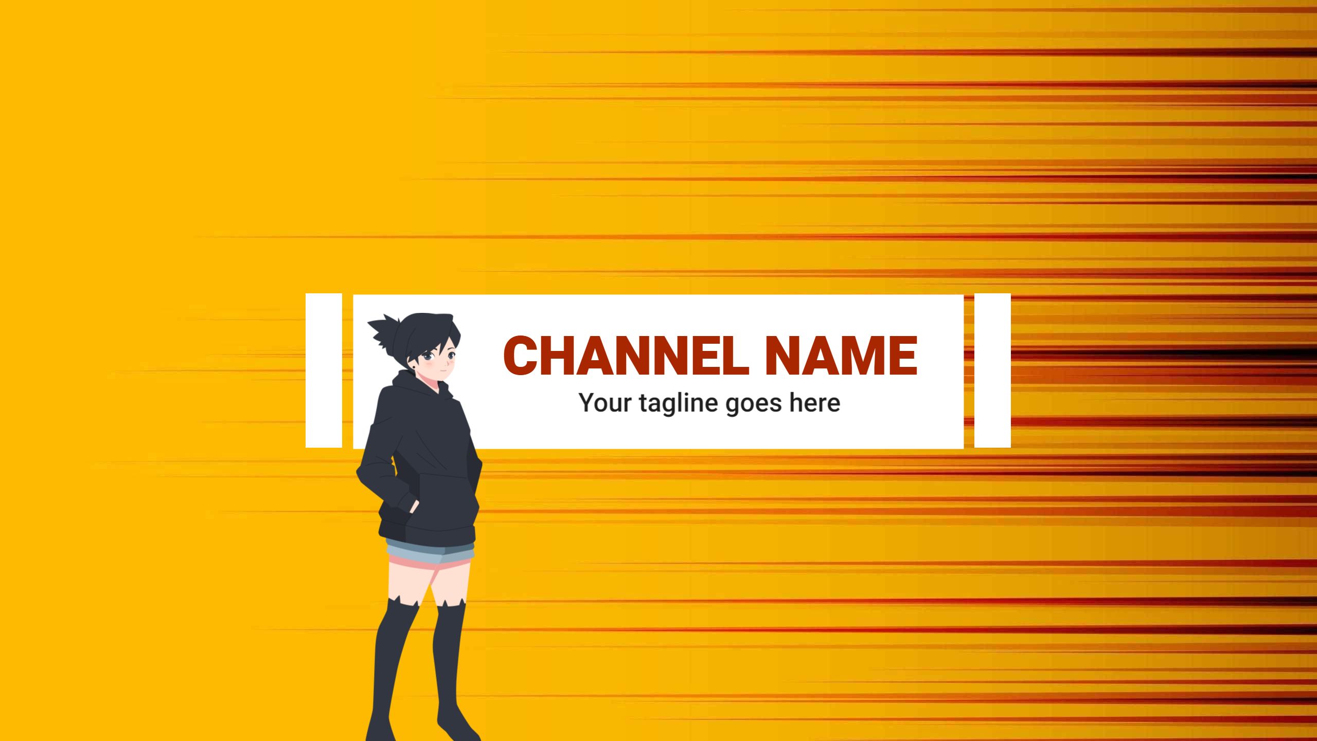 Dynamic Yellow Background with Animated Character YouTube Banner Template