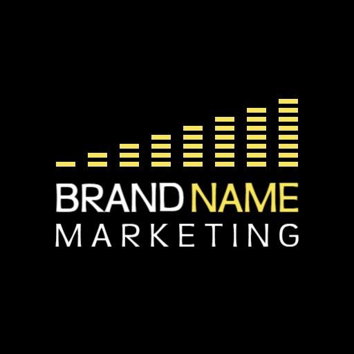 Dynamic Yellow Bar Graph Illustrating Marketing Growth Logo Template