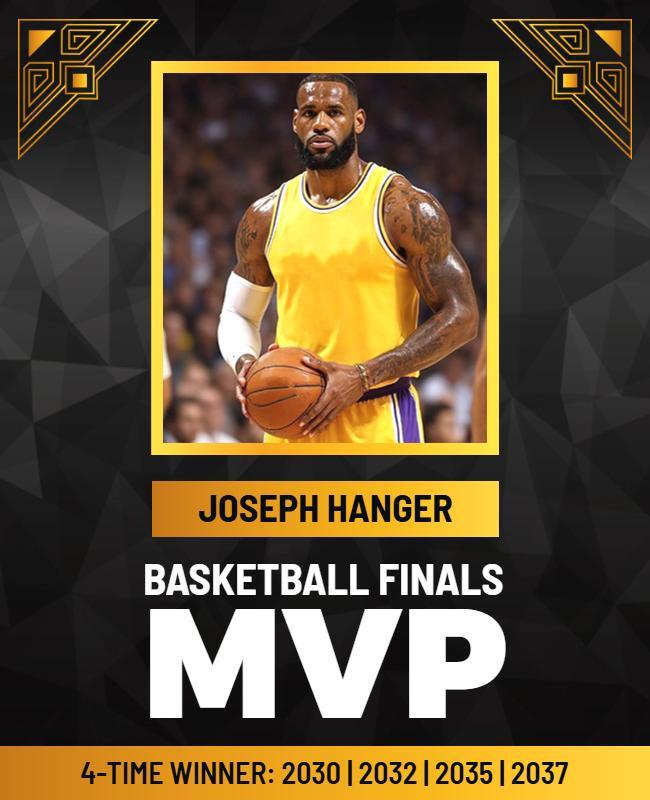 Dynamic Yellow Basketball Finals MVP Achievement Poster Template