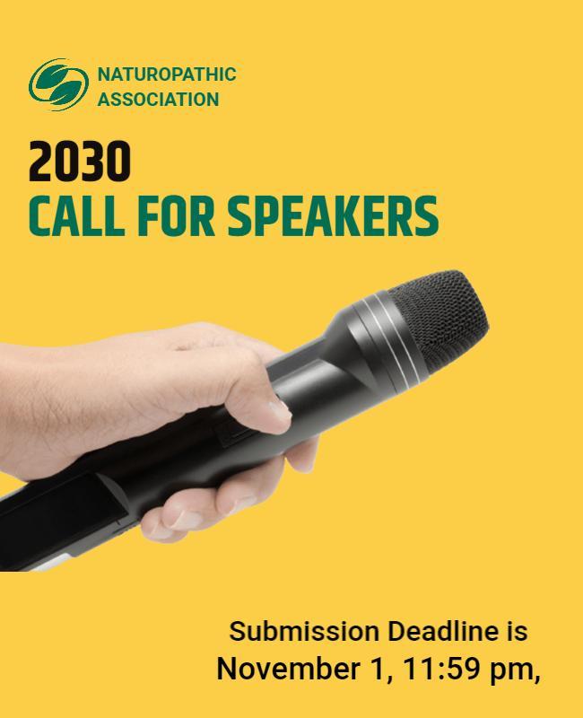 Dynamic Yellow Call for Speakers Naturopathic Association Poster Template