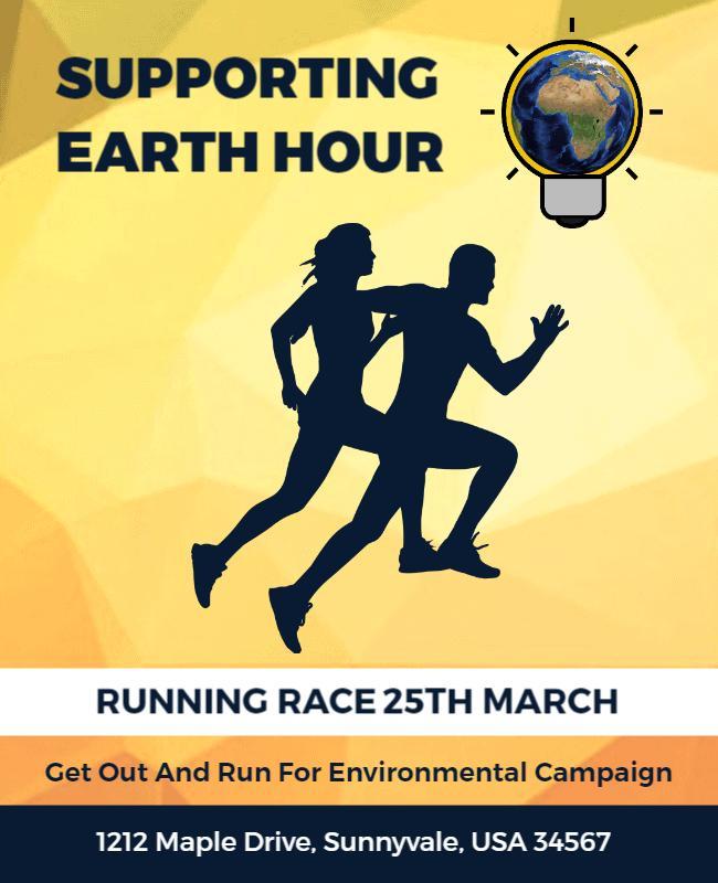 Dynamic Yellow Environmental Running Race Poster Template