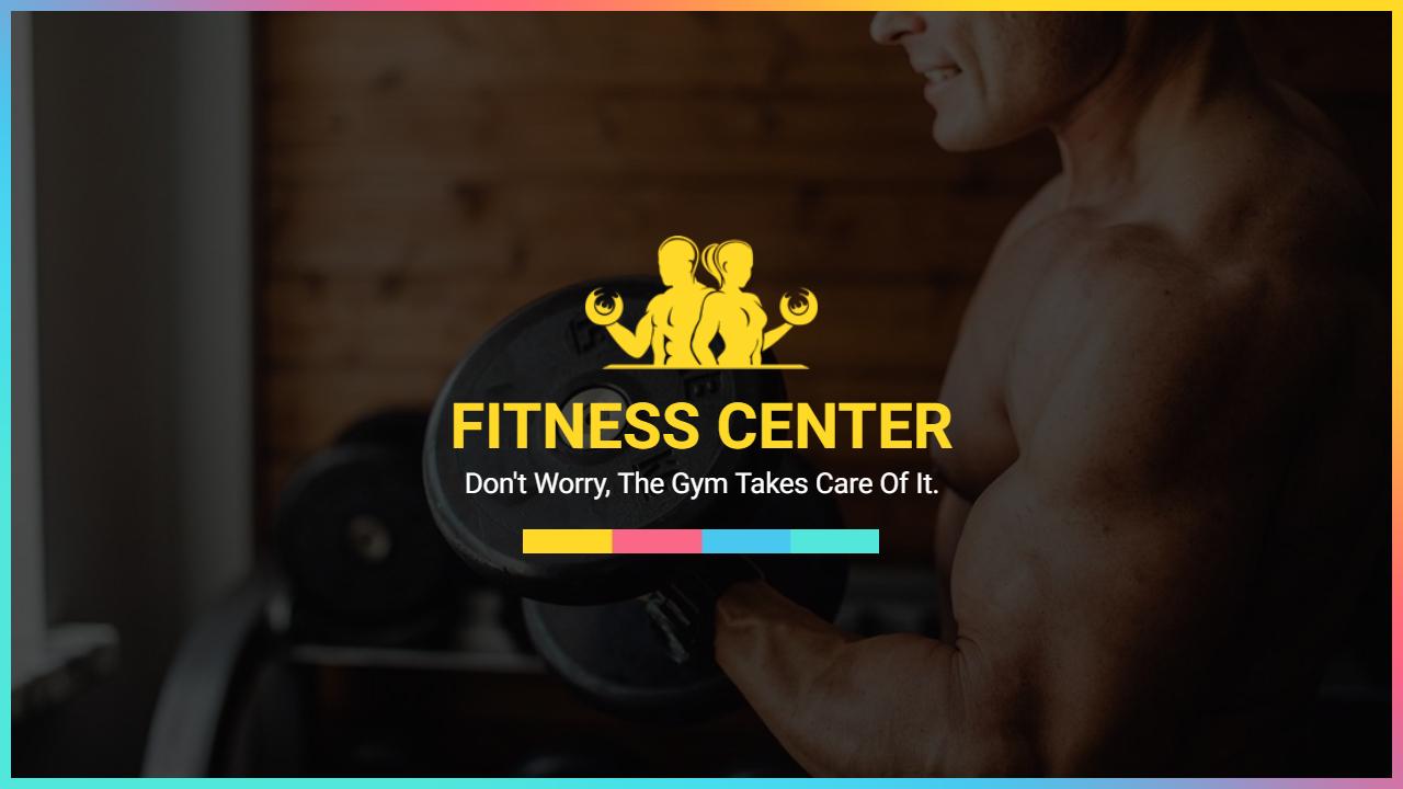 Dynamic Yellow Fitness Center Business Overview Presentation Template