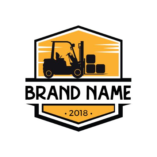 Dynamic Yellow Industrial Forklift Service Business Logo Template