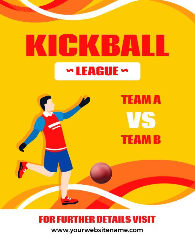 Dynamic Yellow Kickball League Matchup Poster Template