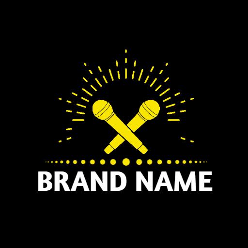 Dynamic Yellow Microphones Showcasing Rapper Brand Logo Template
