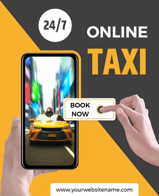 Dynamic Yellow Online Taxi Booking Service Poster Template