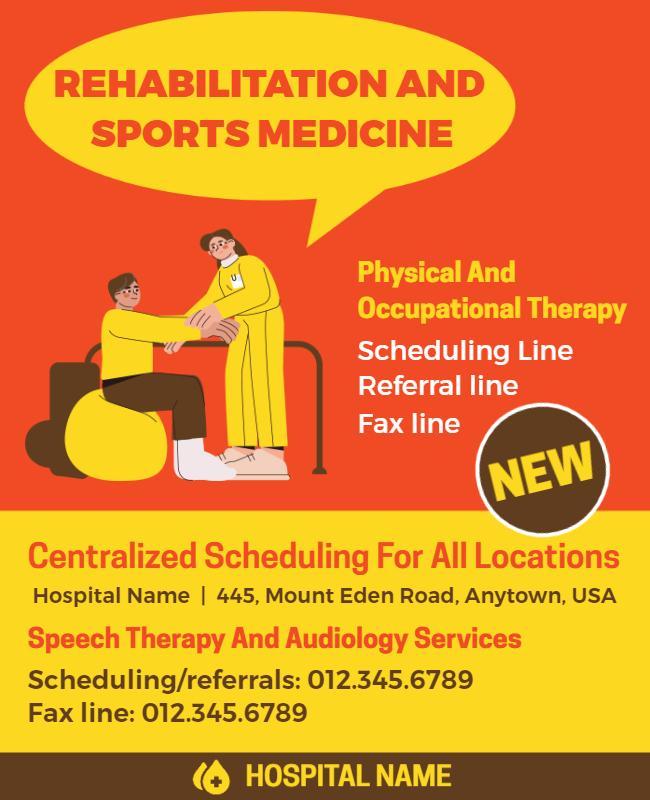 Dynamic Yellow Rehabilitation and Sports Medicine Services Poster Template