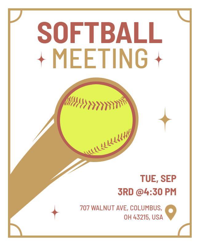 Dynamic Yellow Softball Meeting Announcement Poster Template