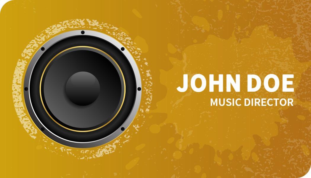 Dynamic Yellow Soundwave Music Director Business Card Template