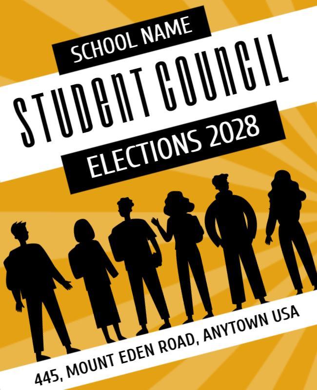 Dynamic Yellow Student Council Elections Announcement Poster Template