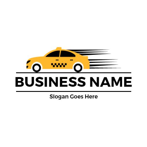 Dynamic Yellow Taxi in Motion Representing Fast Transport Logo Template