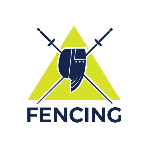 Dynamic Yellow Triangle and Fencing Gear Illustration Logo Template
