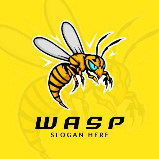Dynamic Yellow Wasp Illustration with Bold Brand Identity Logo Template