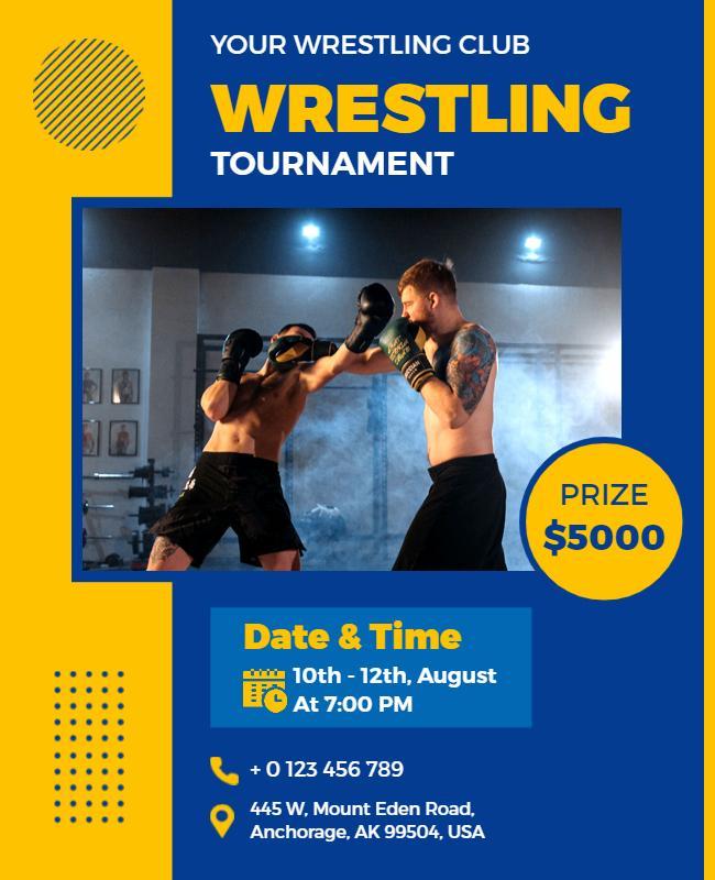 Dynamic Yellow Wrestling Club Tournament Poster Template