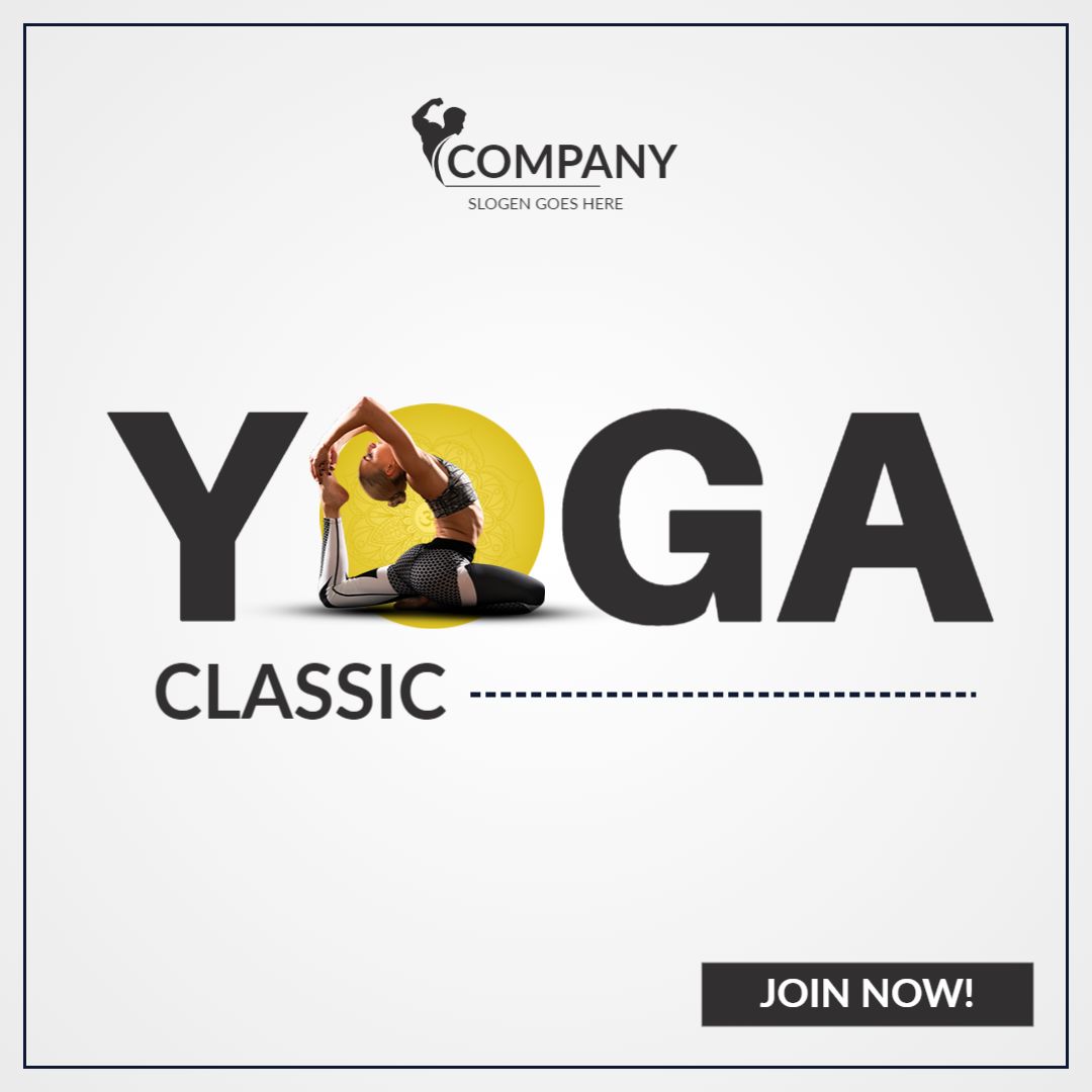 Dynamic Yoga Pose with Classic Circular Design Ad Template