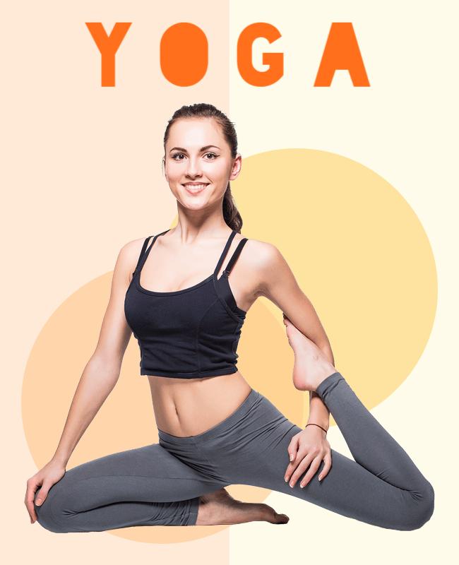 Dynamic Yoga Pose with Soft Pastel Background Poster Template