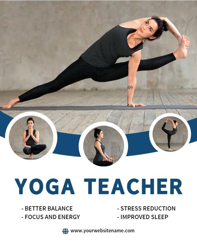 Dynamic Yoga Teacher Fitness and Wellness Poster Template