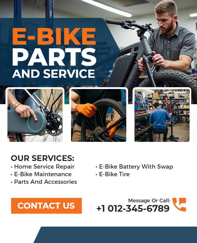 E-Bike Parts Repair and Maintenance Services Flyer Template