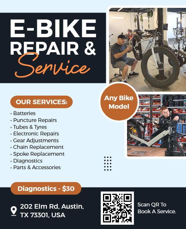E-Bike Repair and Service Promotional Flyer Template