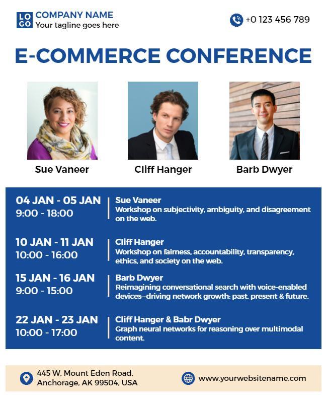 E Commerce Conference Event Schedule Flyer Template