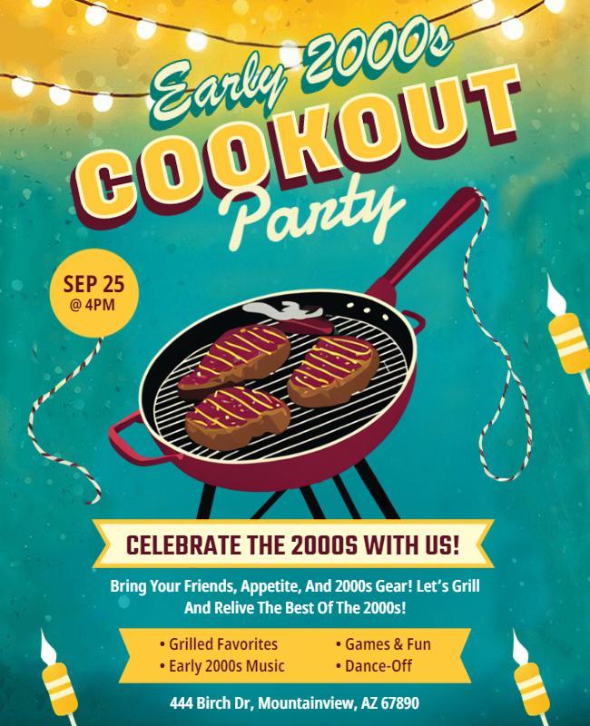 Early 2000s Cookout Party Celebration Flyer Template