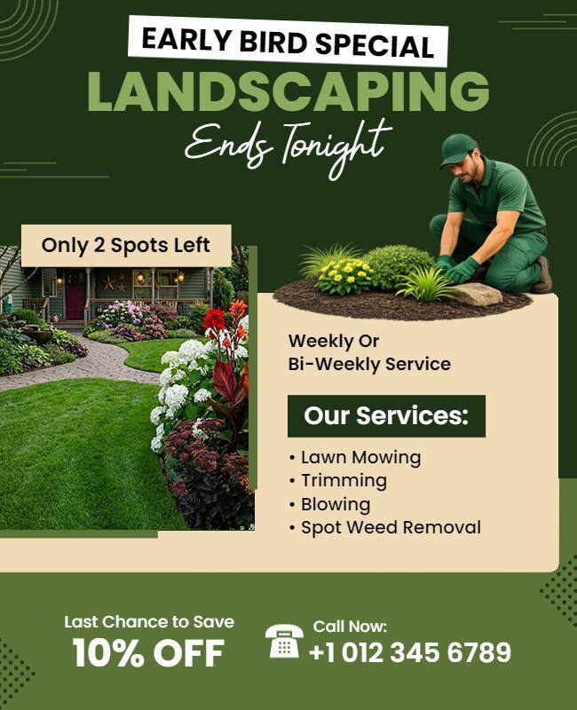 Early Bird Landscaping Deals Flyer Template