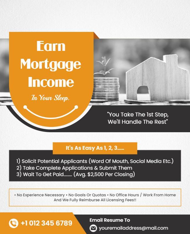 Earn Passive Mortgage Income Opportunity Flyer Template