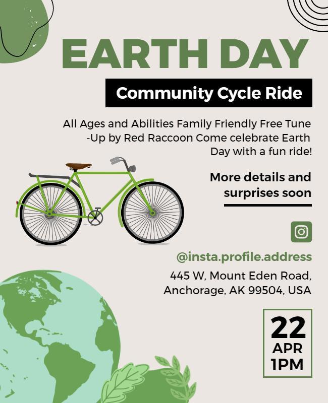 Earth Day Community Cycle Ride Flyer Template