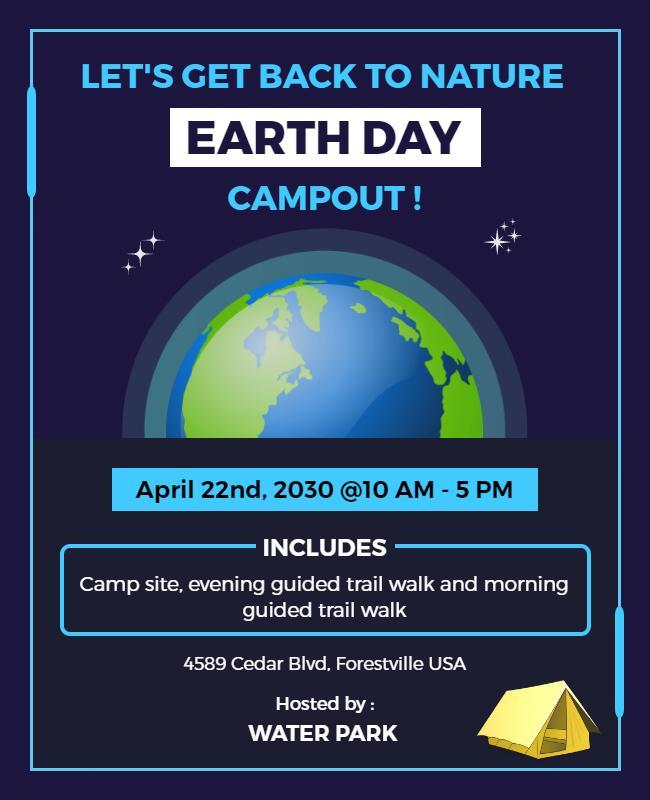 Earth Day Nature Campout Flyer Template