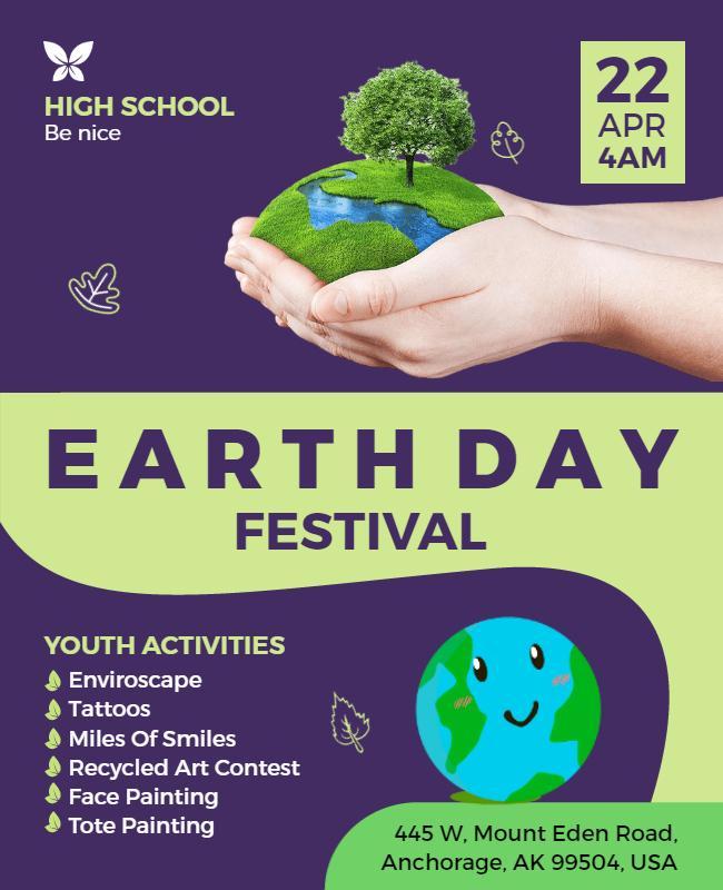 Earth Day School Festival Activities Flyer Template