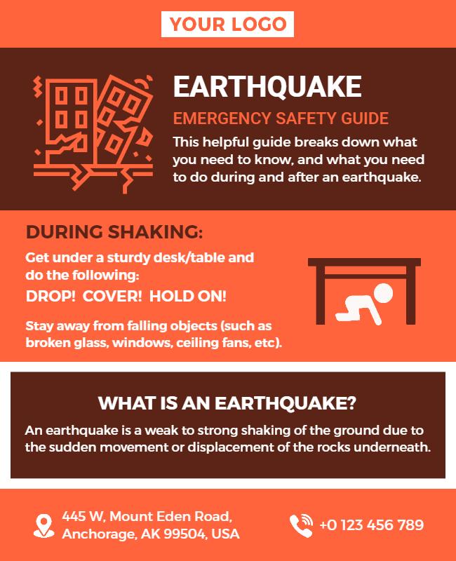 Emergency Preparedness Earthquake Safety Guide Flyer Template