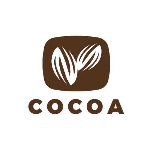Earthy Brown Cocoa Leaves Design Representing Natural Flavor Logo Template