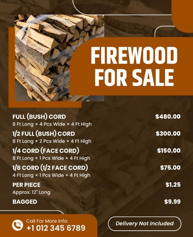 Earthy Tone Firewood Pricing Menu Flyer Template